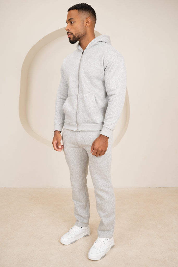 Premium Luxe Zip Up Hoody - Grey Marl