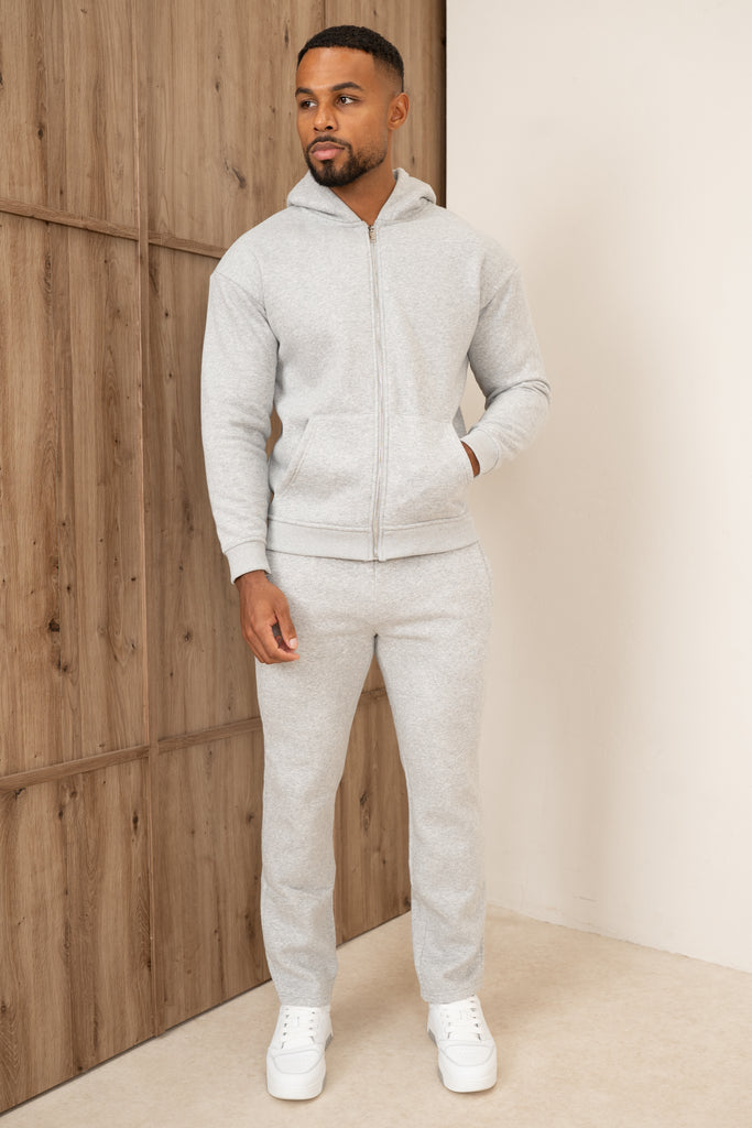 Premium Luxe Zip Up Hoody - Grey Marl