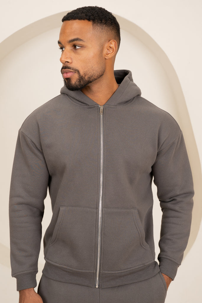 Premium Luxe Zip Up Hoody - Charcoal