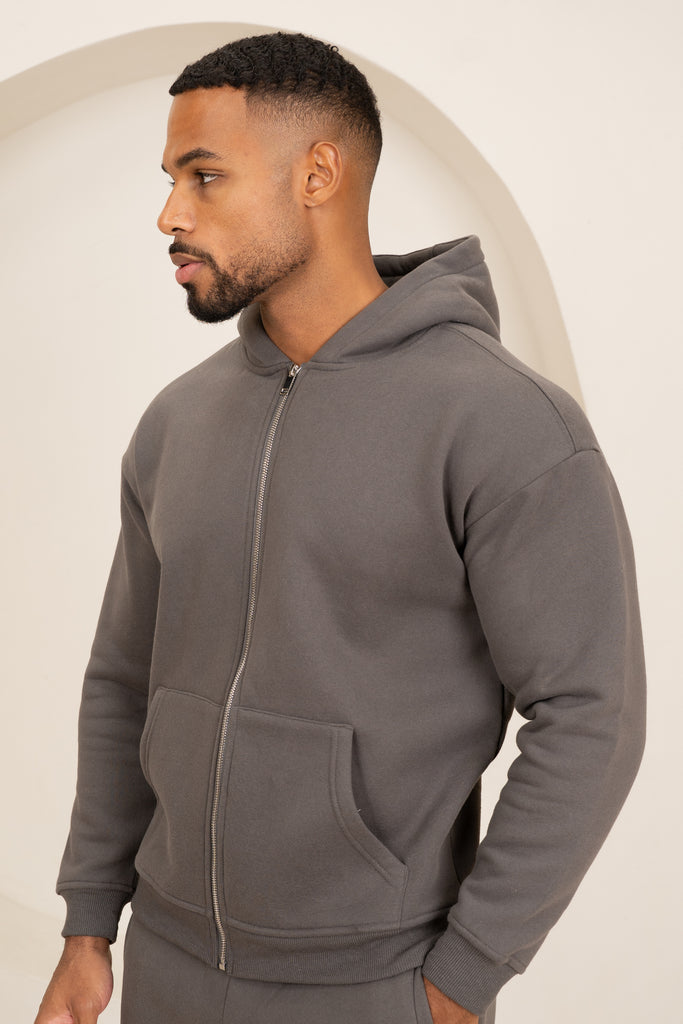 Premium Luxe Zip Up Hoody - Charcoal