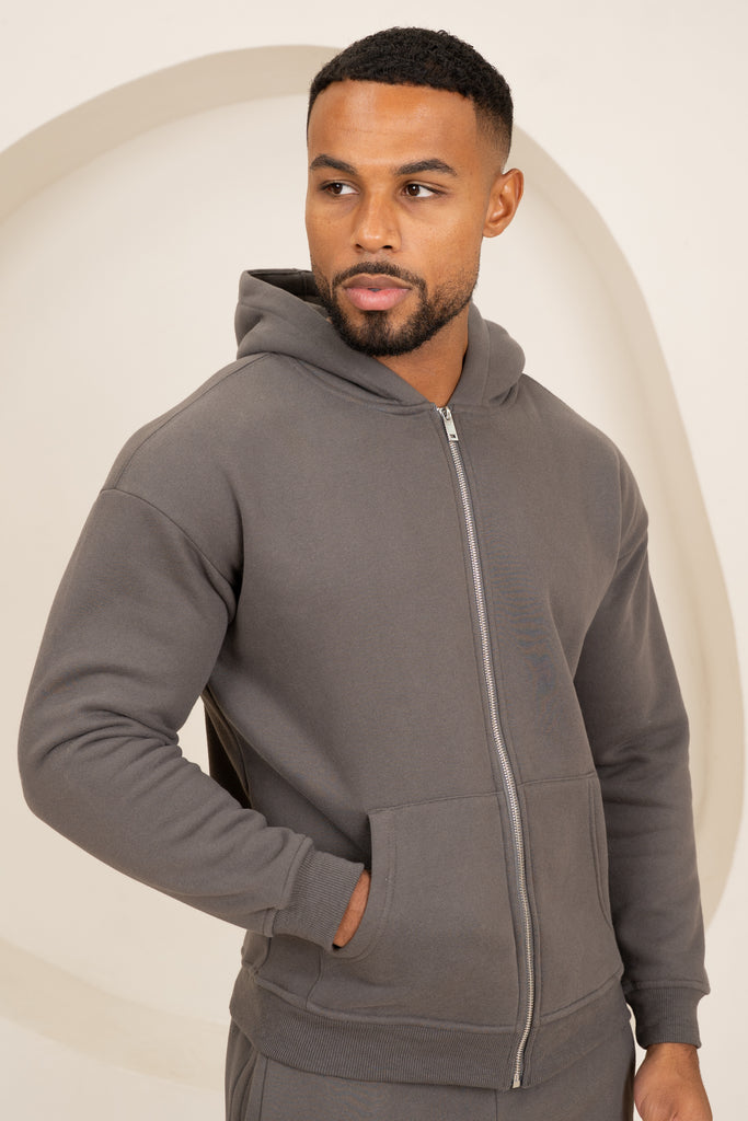 Premium Luxe Zip Up Hoody - Charcoal