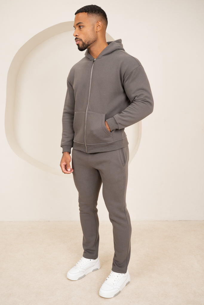 Premium Luxe Zip Up Hoody - Charcoal