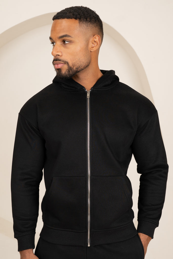 Premium Luxe Zip Up Hoody - Black