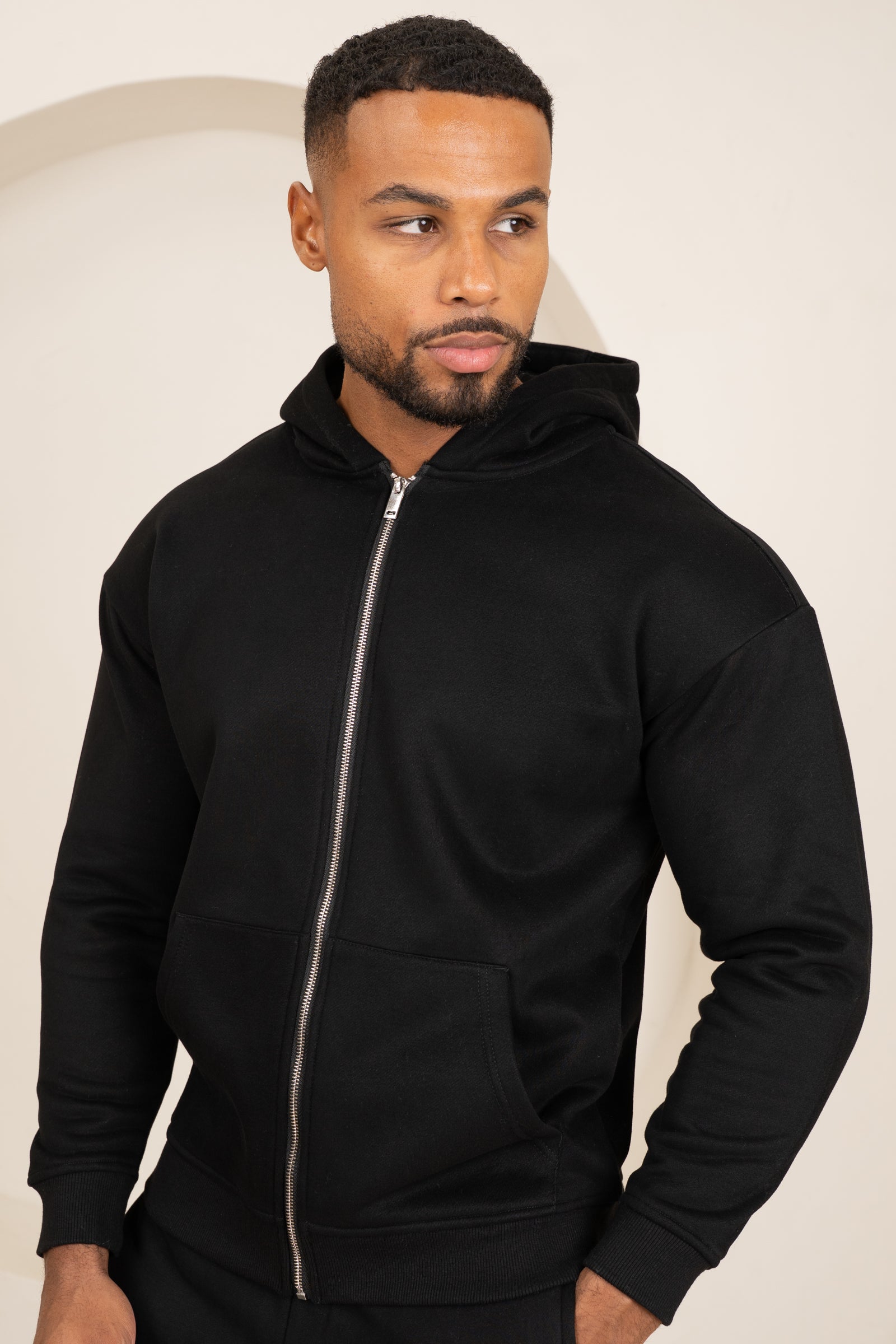 Premium Luxe Zip Up Hoody - Black
