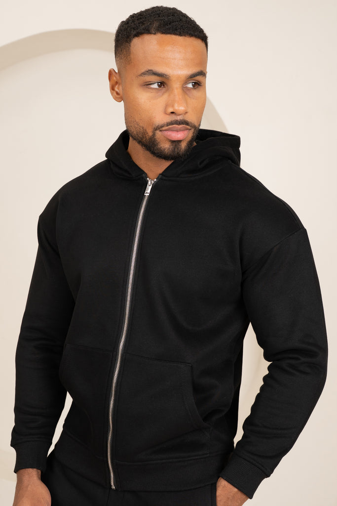 Premium Luxe Zip Up Hoody - Black