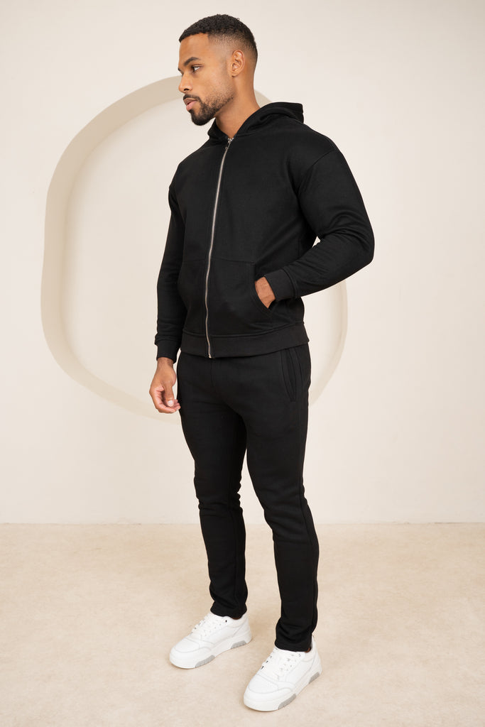 Premium Luxe Zip Up Hoody - Black