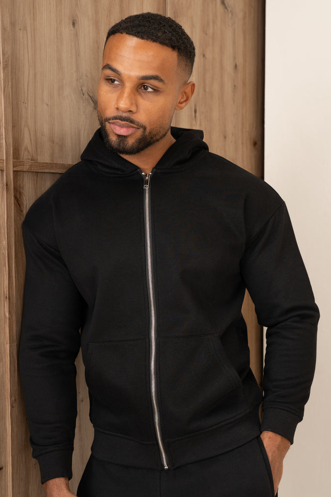 Premium Luxe Zip Up Hoody - Black