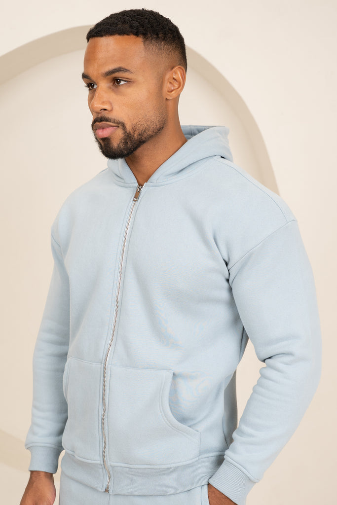 Premium Luxe Zip Up Hoody - Powder Blue