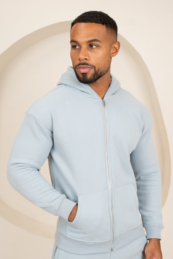 Premium Luxe Zip Up Hoody - Powder Blue
