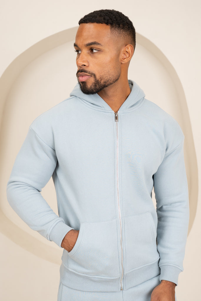 Premium Luxe Zip Up Hoody - Powder Blue