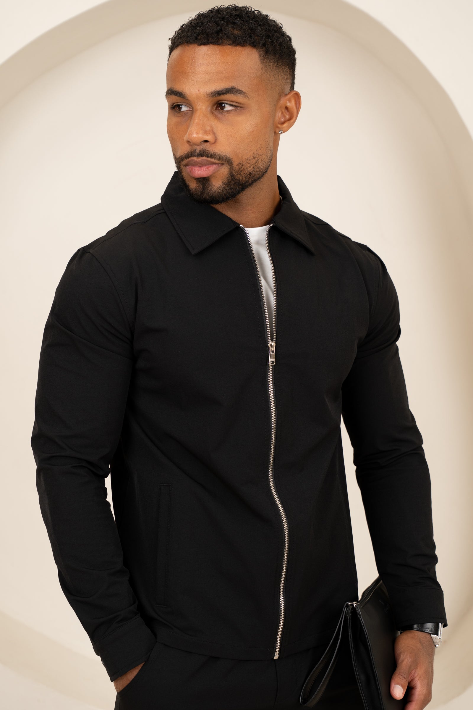 Mode Zip Up Jacket - Black