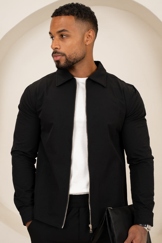 Mode Zip Up Jacket - Black