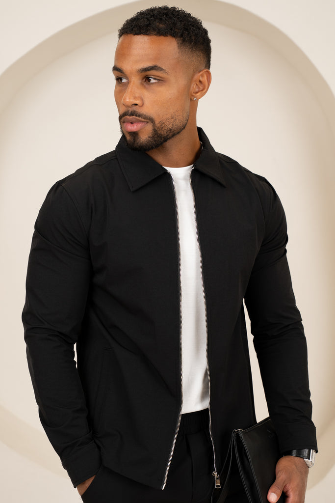 Mode Zip Up Jacket - Black