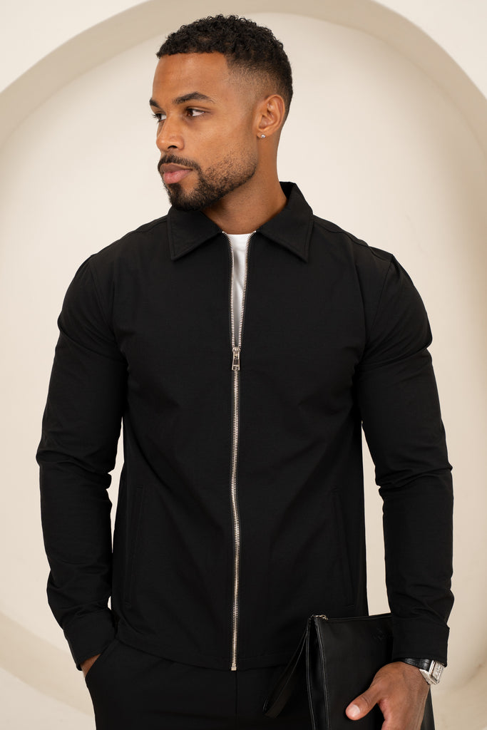Mode Zip Up Jacket - Black