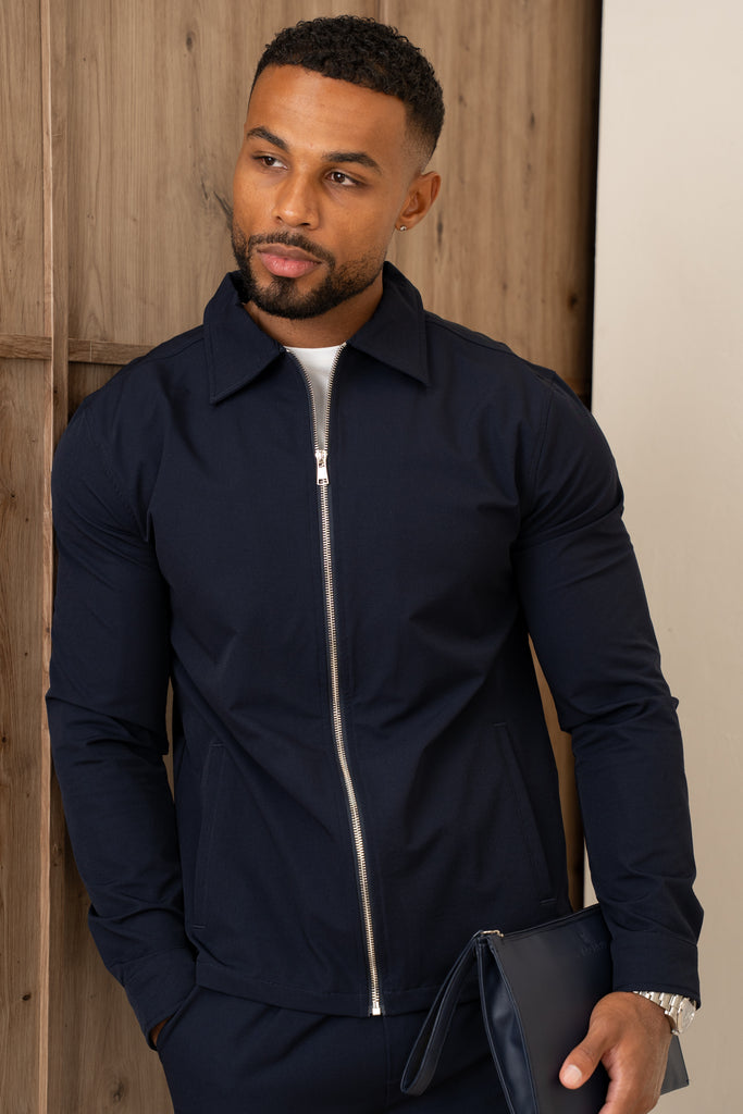 Mode Zip Up Jacket - Navy