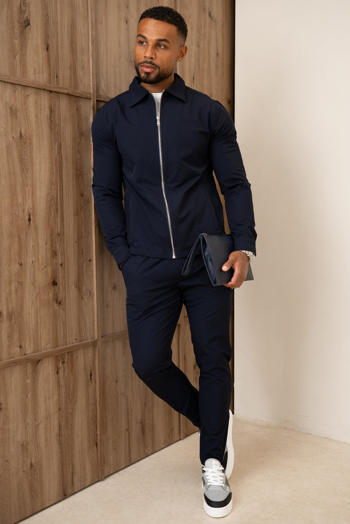 Mode Zip Up Jacket - Navy