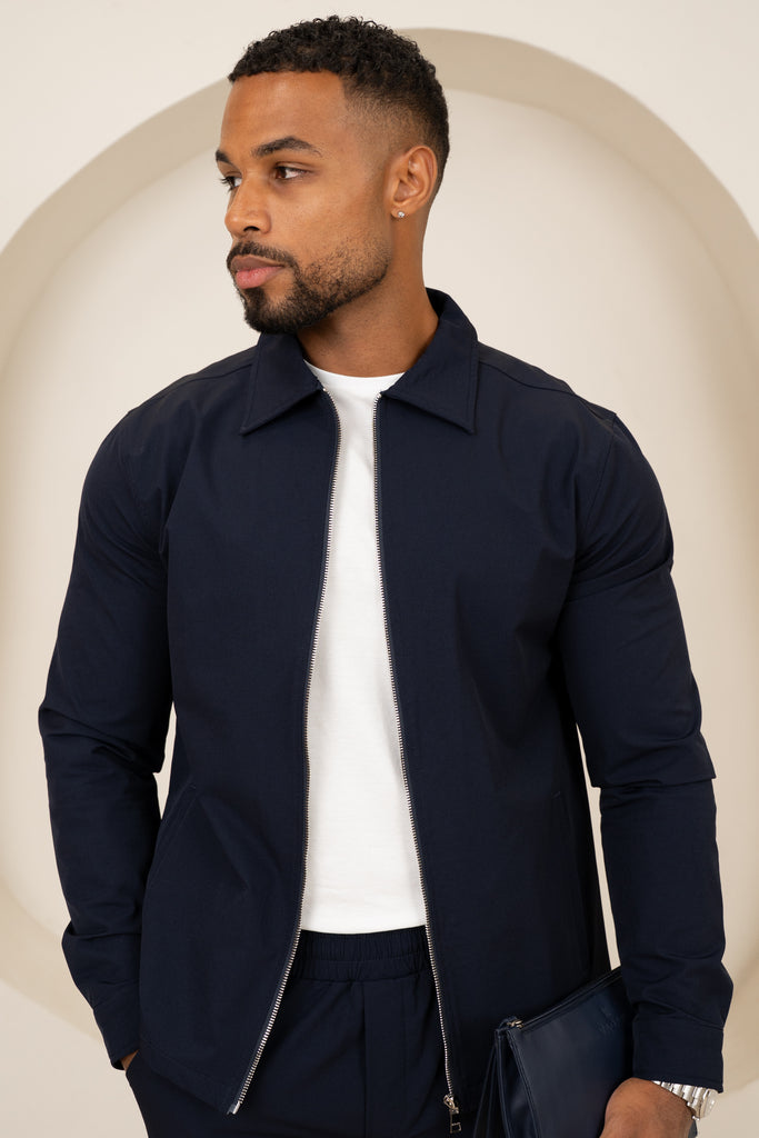 Mode Zip Up Jacket - Navy