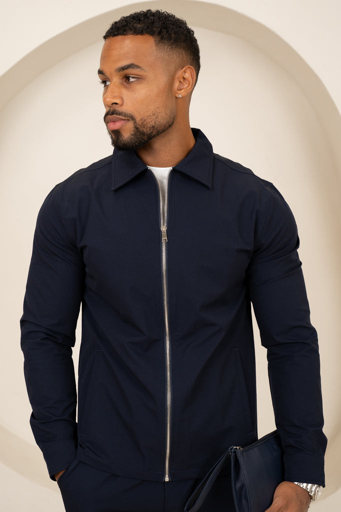 Mode Zip Up Jacket - Navy