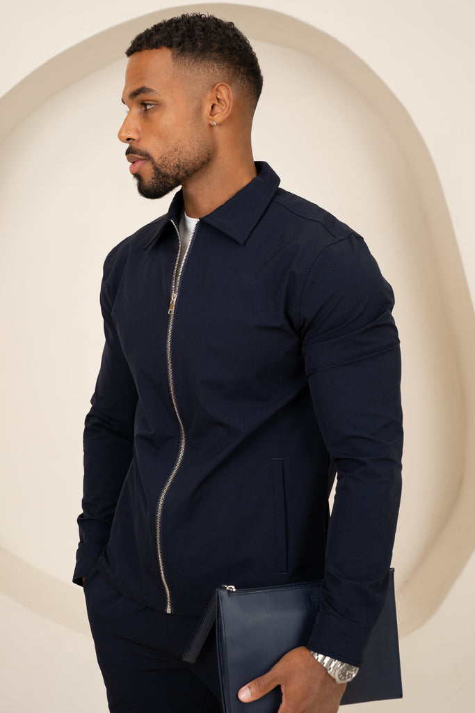 Mode Zip Up Jacket - Navy