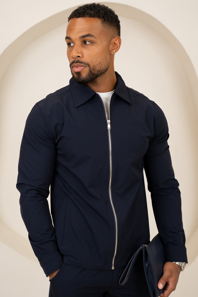 Mode Zip Up Jacket - Navy