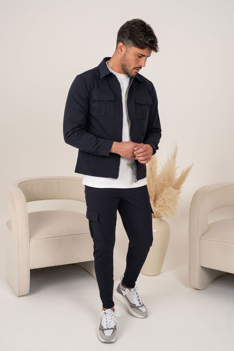 Premium Detail Cargo Jacket - Navy