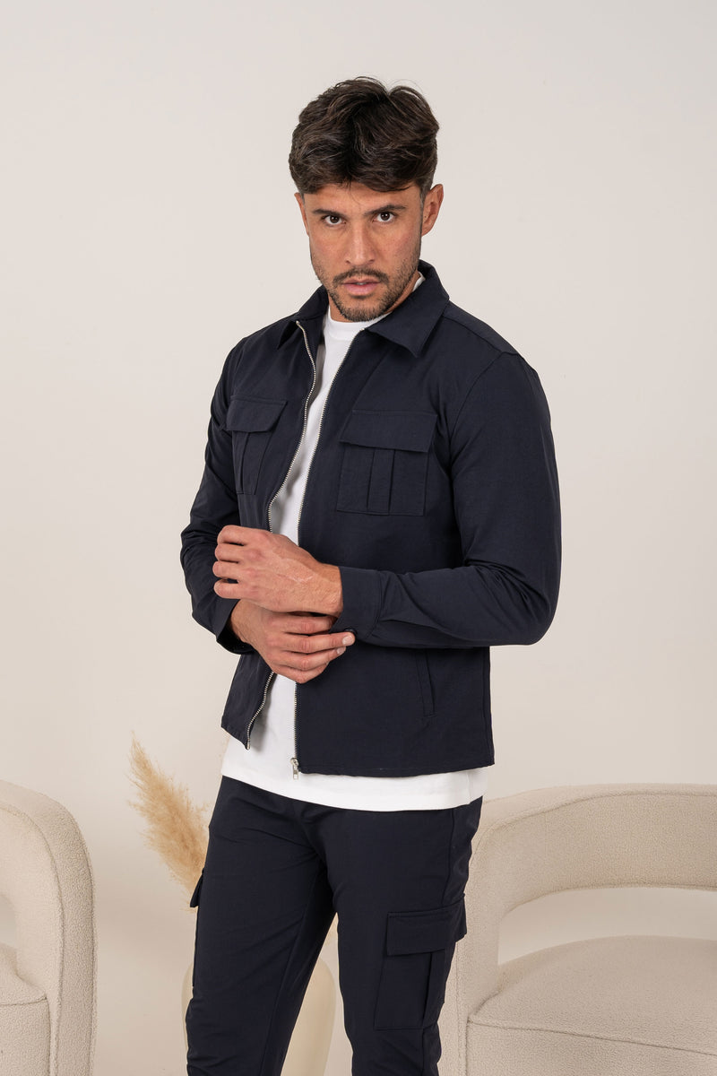 Premium Detail Cargo Jacket - Navy