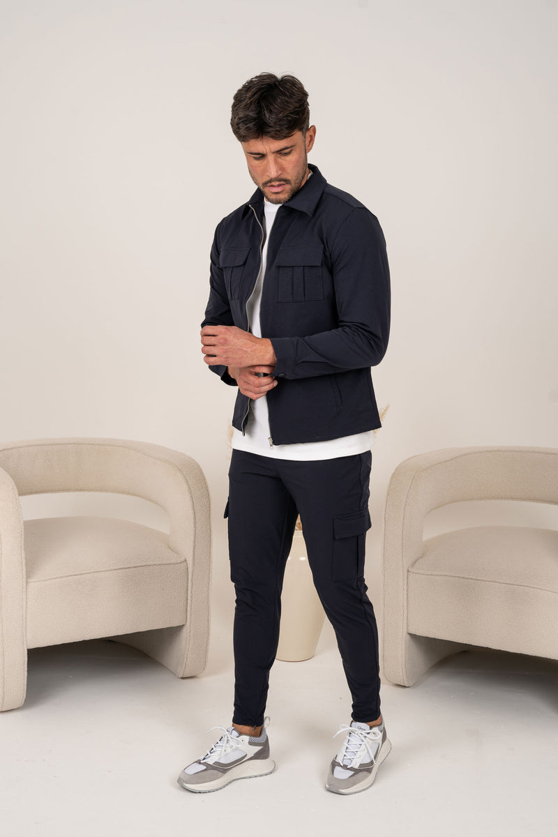 Premium Detail Cargo Jacket - Navy