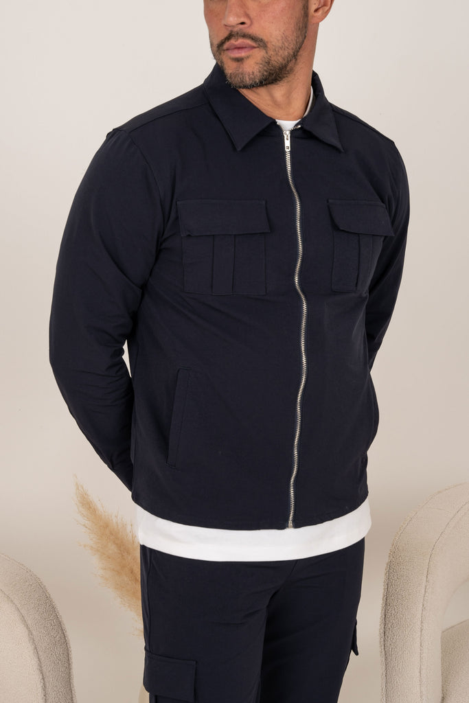 Premium Detail Cargo Jacket - Navy
