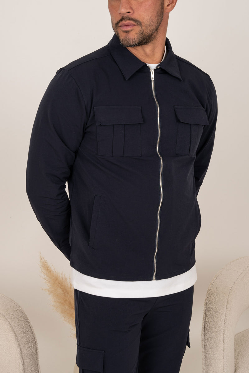Premium Detail Cargo Jacket - Navy