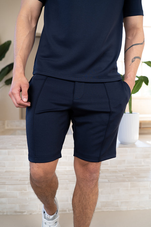 Premium Scuba Pintuck Shorts - Navy