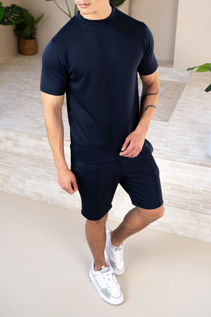 Premium Scuba Pintuck Shorts - Navy
