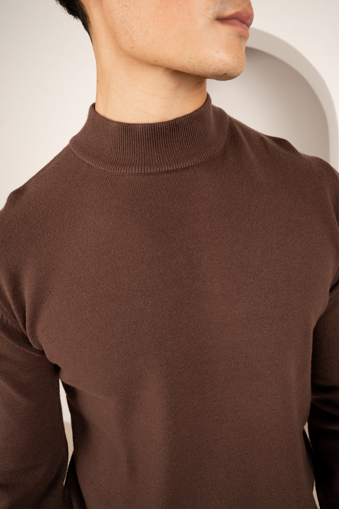 Mock Turtle Neck Slim Fit Jumper - Mocha