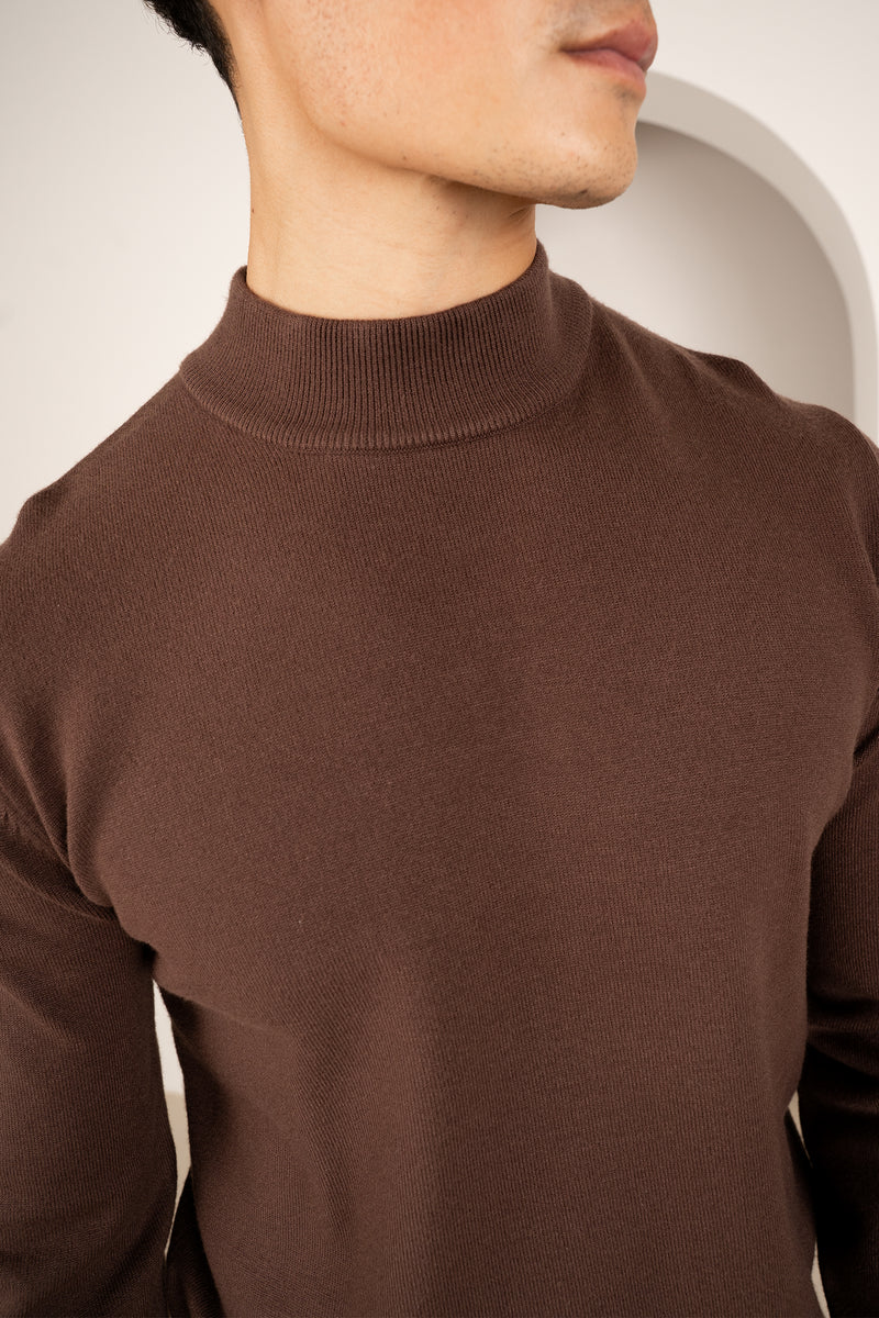 Mock Turtle Neck Slim Fit Jumper - Mocha