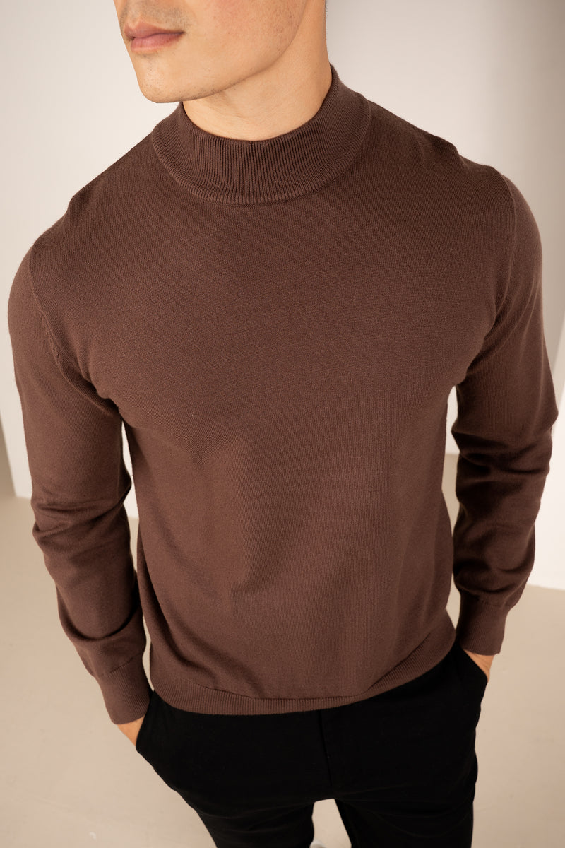Mock Turtle Neck Slim Fit Jumper - Mocha