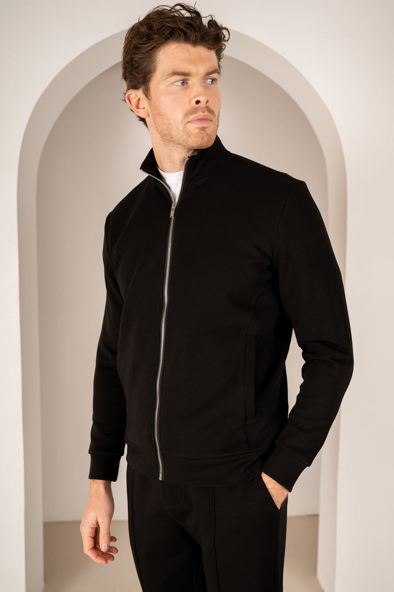 Interlock Zip-Up Jacket - Black
