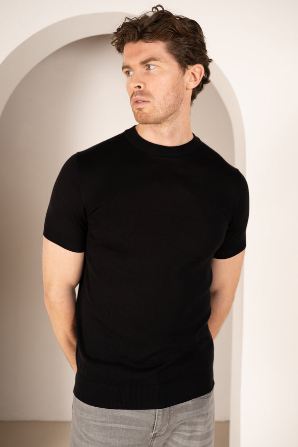 T-shirt col rond raglan Scuba - Noir