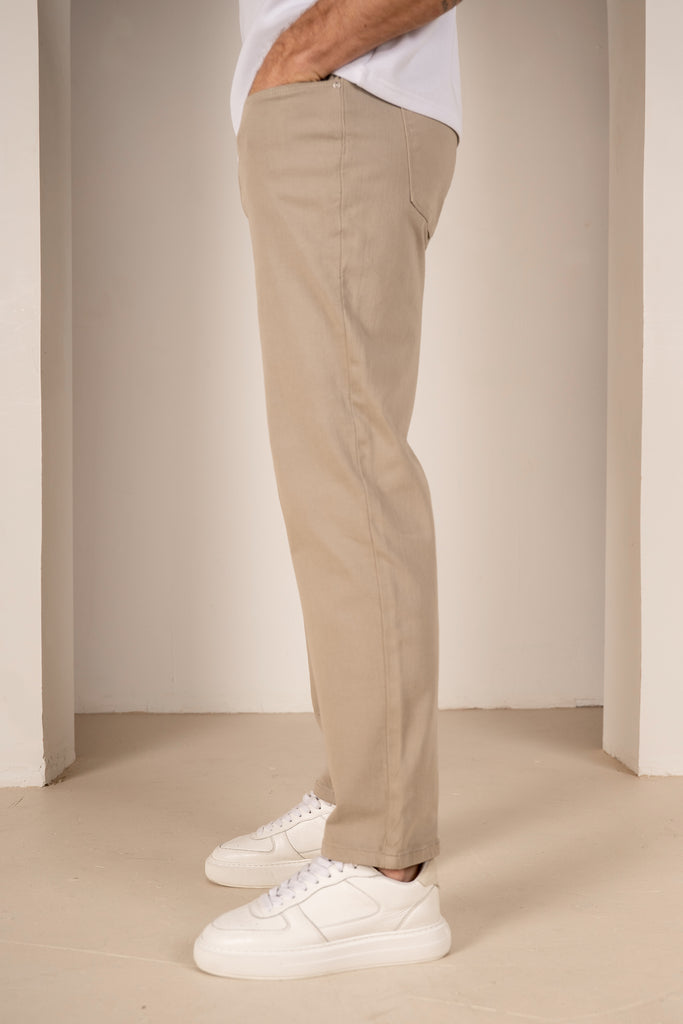 Slim Fit Denim Jeans - Taupe