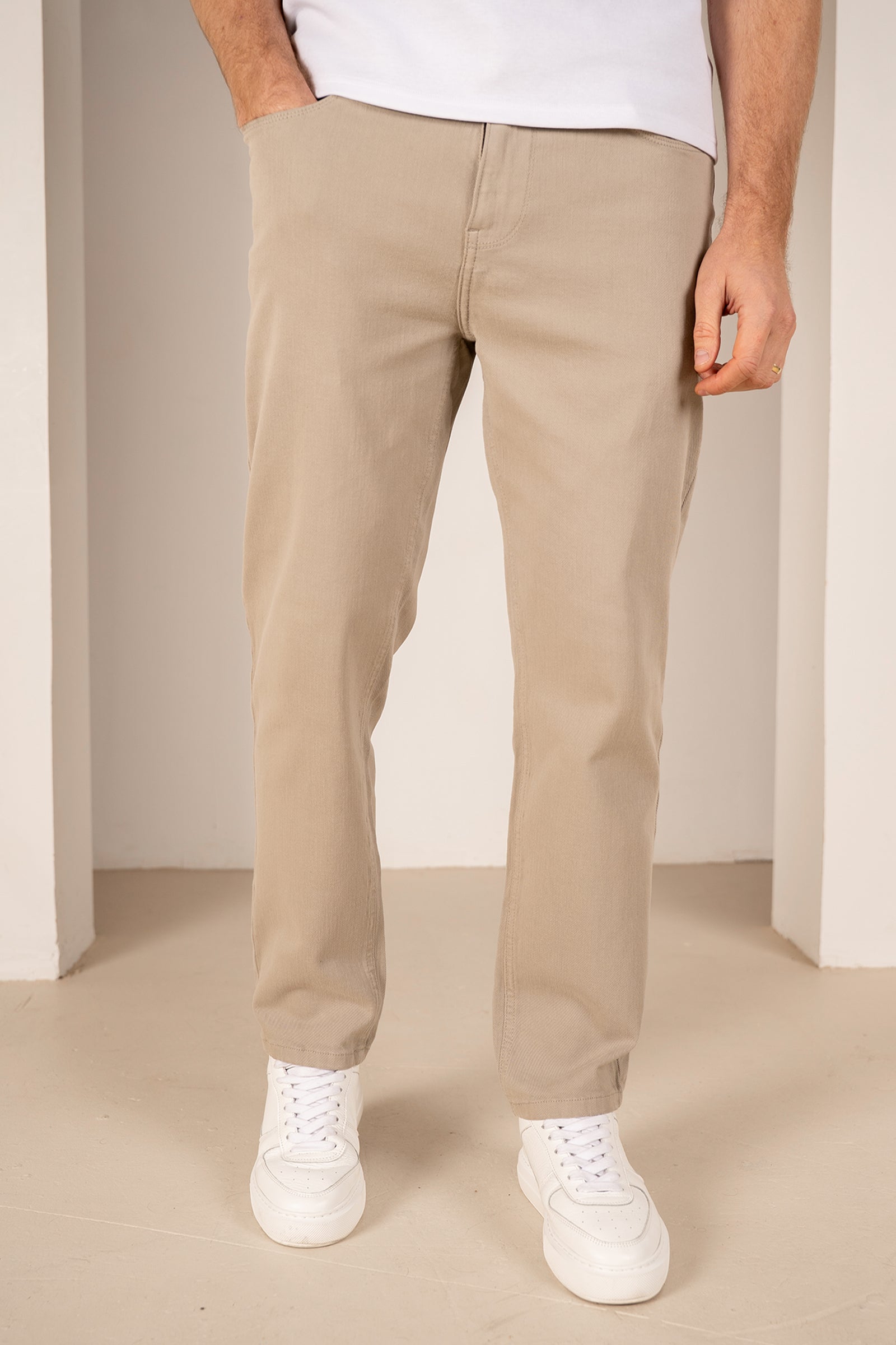 Slim Fit Denim Jeans - Taupe