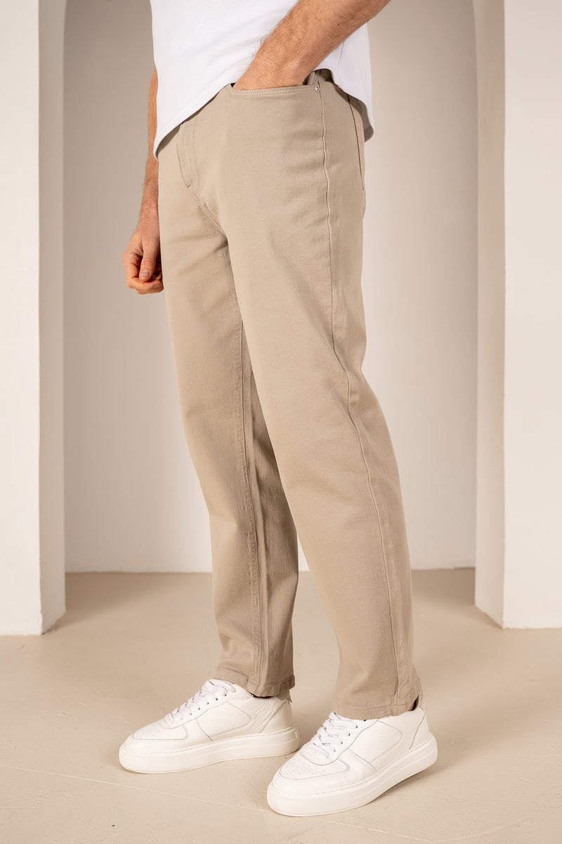 Slim Fit Denim Jeans - Taupe