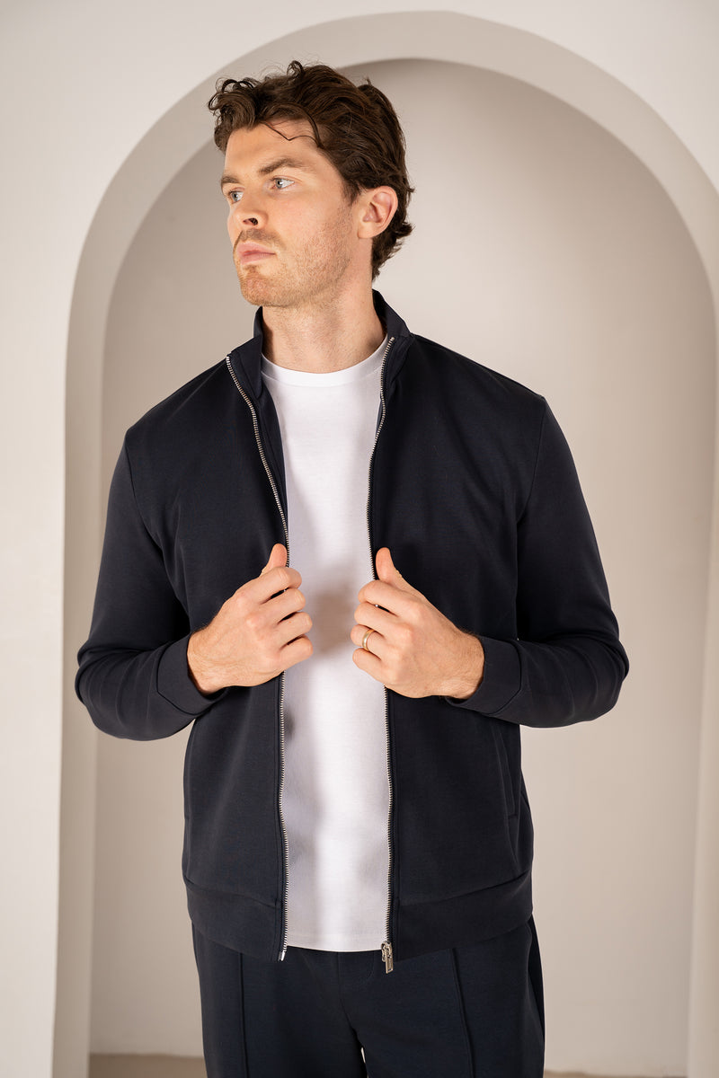 Interlock Zip-Up Jacket - Navy
