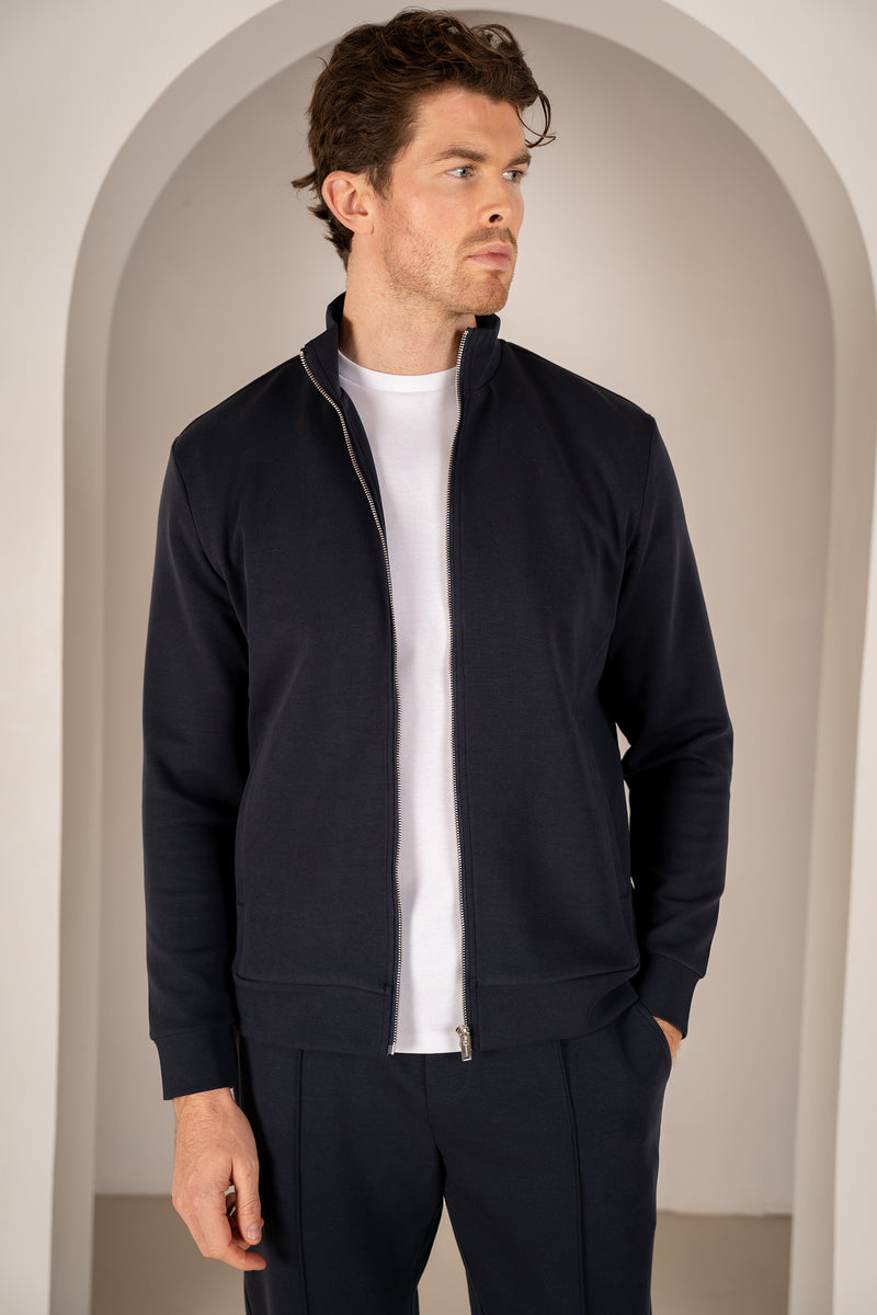Interlock Zip-Up Jacket - Navy