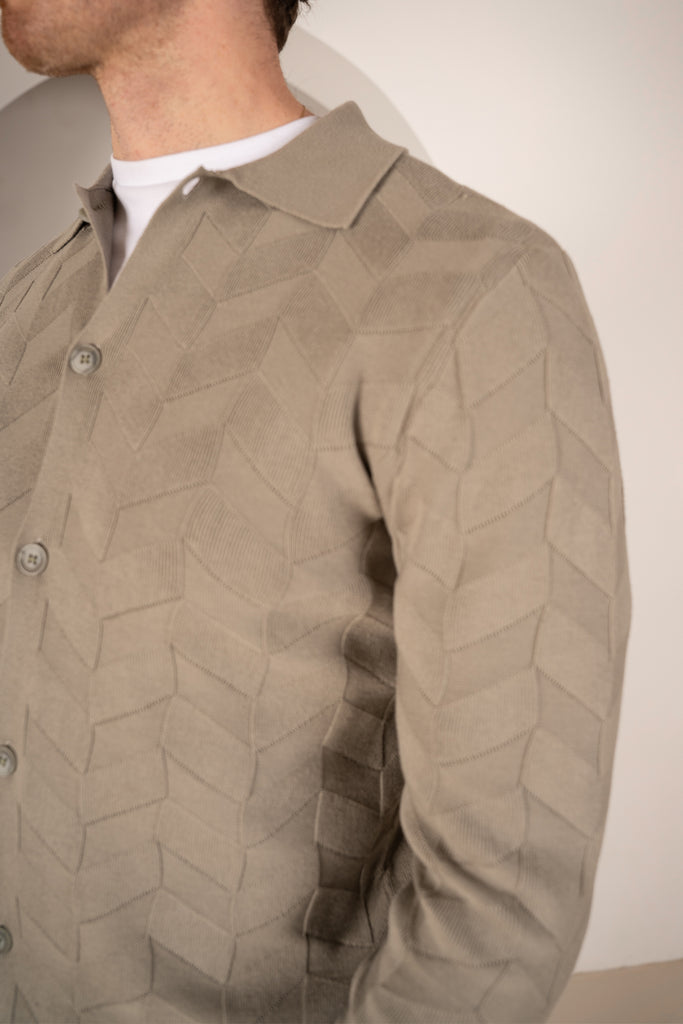 Textured Pattern Button Up Cardgian - Olive