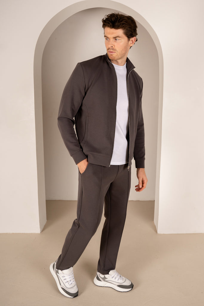 Interlock Zip-Up Jacket - Charcoal