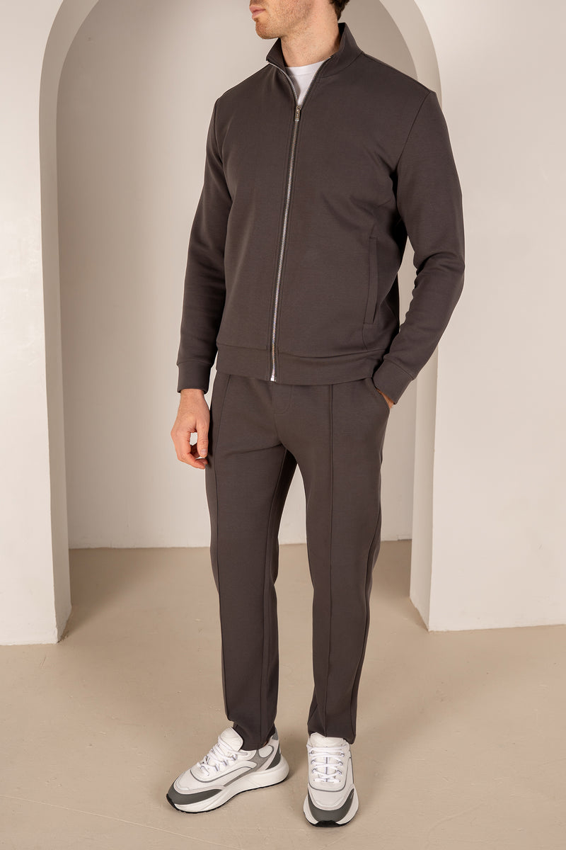 Interlock Zip-Up Jacket - Charcoal