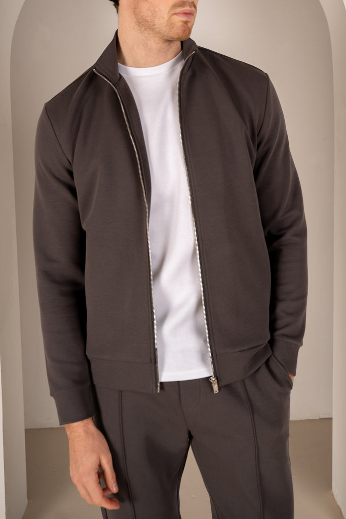 Interlock Zip-Up Jacket - Charcoal