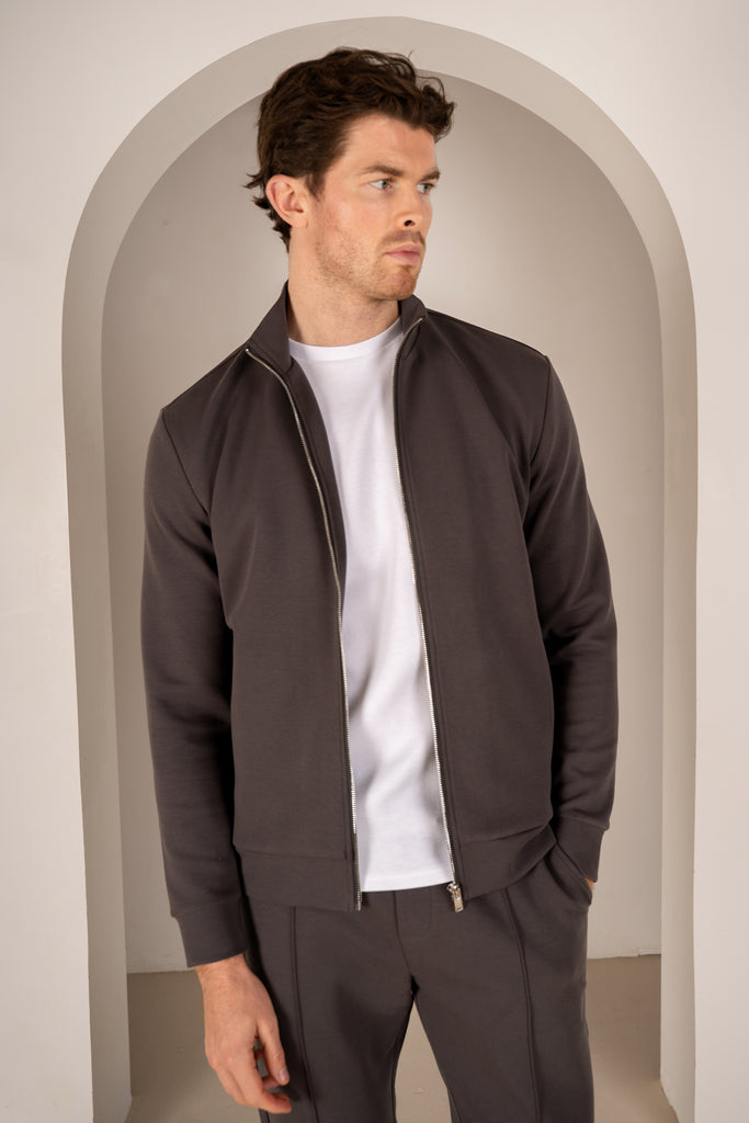 Interlock Zip-Up Jacket - Charcoal