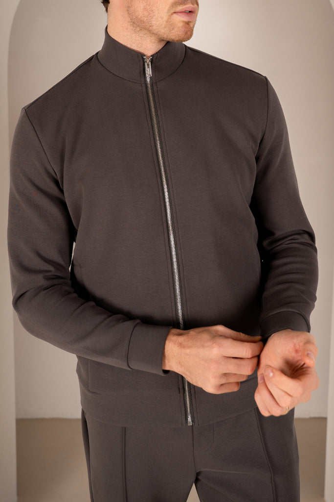 Interlock Zip-Up Jacket - Charcoal