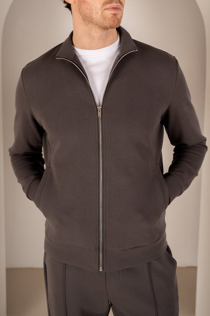 Interlock Zip-Up Jacket - Charcoal