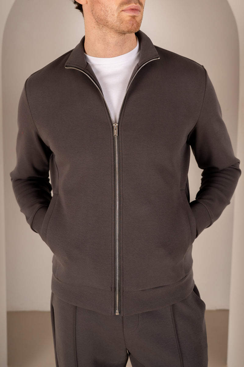 Interlock Zip-Up Jacket - Charcoal