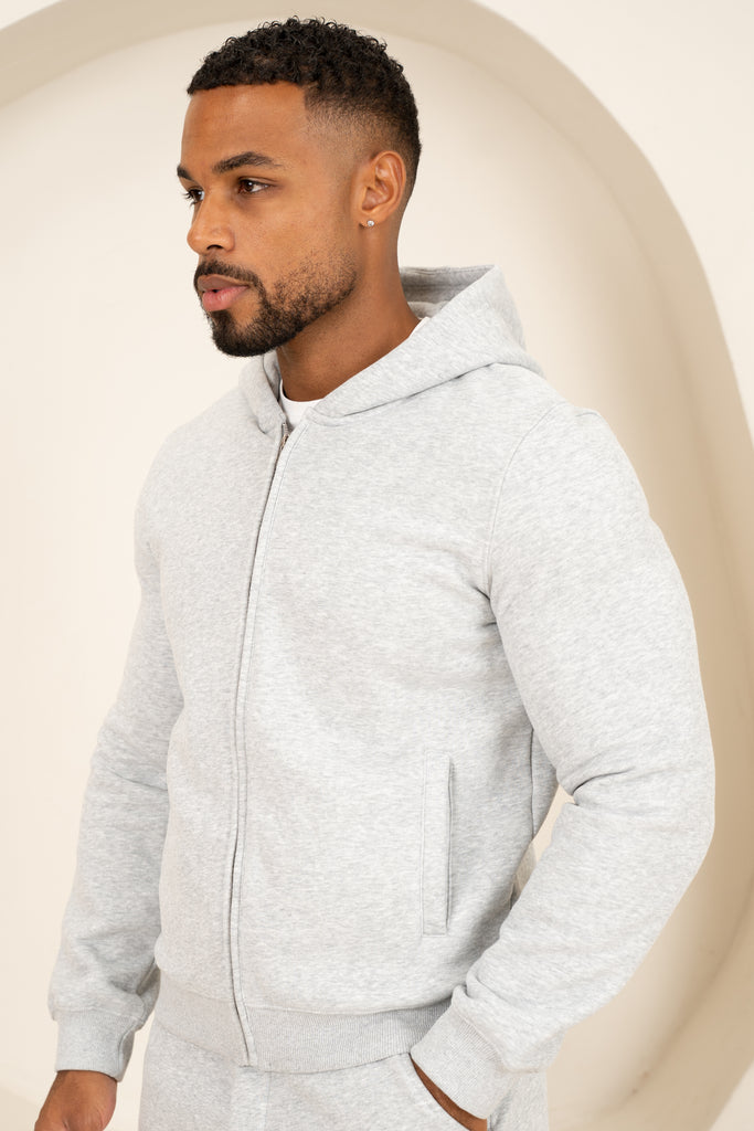 Origin Zip Up Hoodie - Grey Marl
